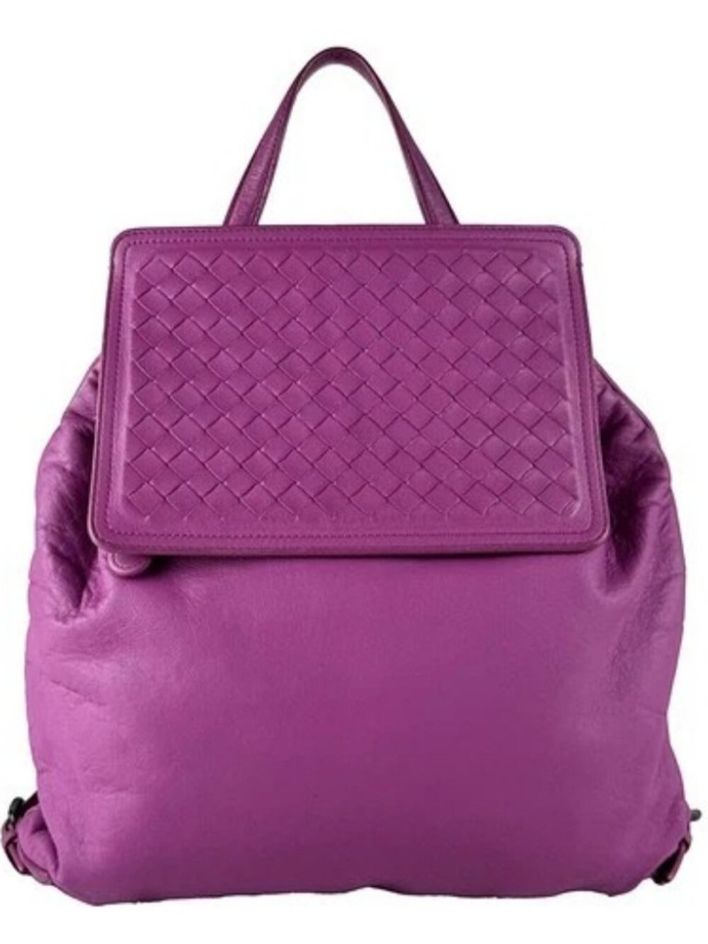 Auth BOTTEGAVENETA Intrecciato Backpack Purple Leather - z10825